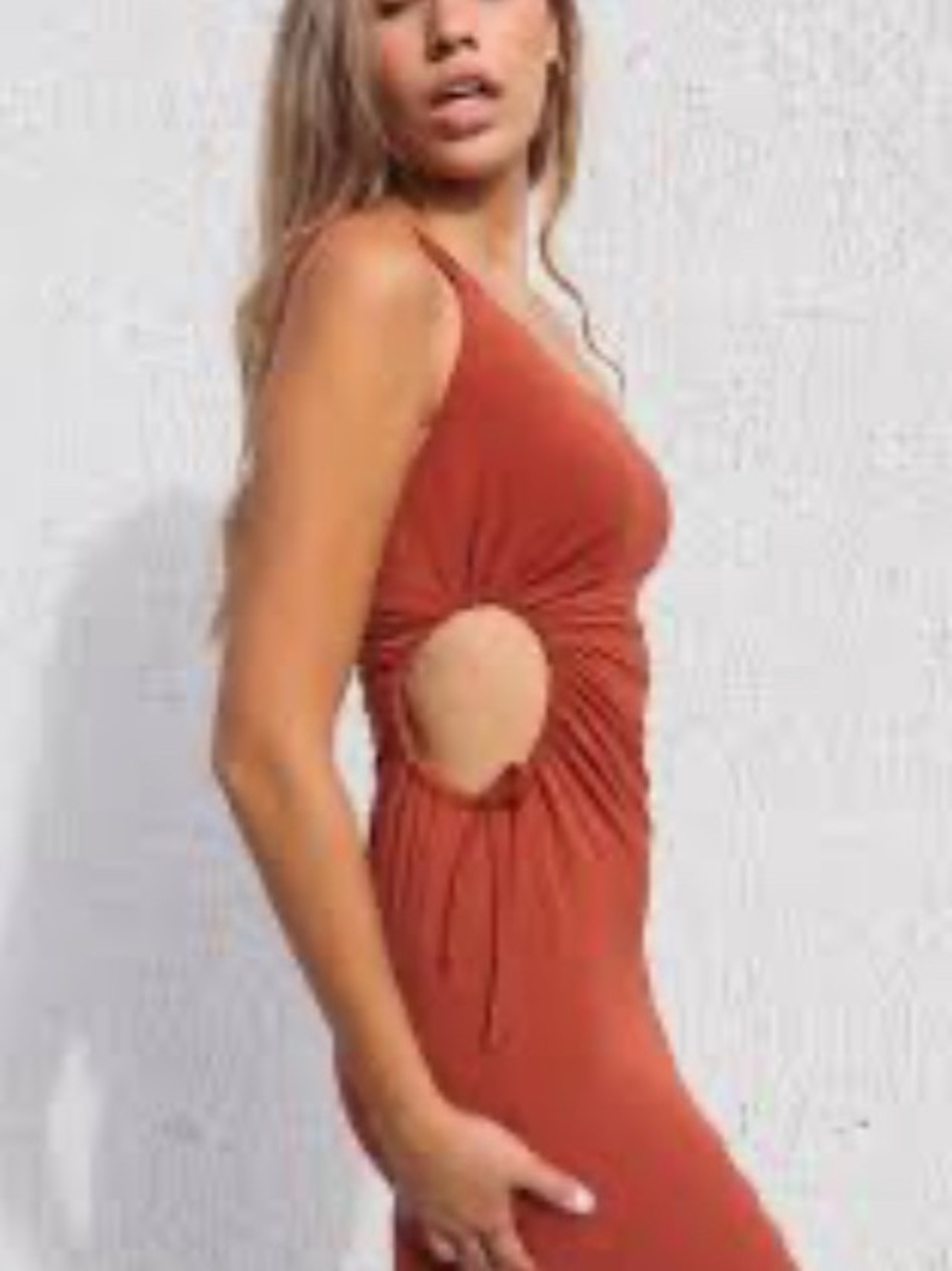 Almost Famous Cutout Midi Dress in Rust